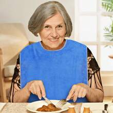 1 Soft And Comfortable Adult Dining Apron, Made Of Coral Fleece, Good Water Absorption, Unisex Bib, Double-Sided, Suitable For The Elderly And Adults To Use When Eating And Washing Their Faces