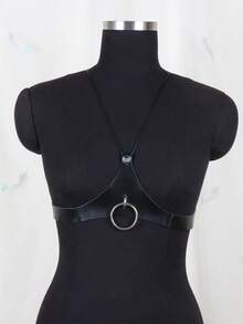 1件性感女士胸带颈部支撑吊带时尚PU皮革吊带束身衣吊袜带 - A - 查看 2