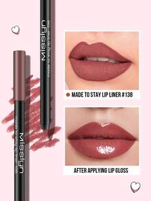 Misslyn 持久高显色唇线笔，乳霜凝胶配方，顺滑易涂，打造自然妆效，可用卷笔刀削尖，色彩饱和度高，打造自然唇妆，持久哑光唇线笔