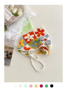 1 Stück Damen Sommer Strandschal, Boho-Stil gestrickter dreieckiger Kopfwickel, handgefertigter gehäkelter Stirnband, ländlicher Stil Kopfwickel Bandana Haartuch