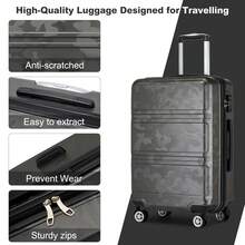 Hard Shell ABS Camouflage Luggage Set With Spinner Wheels, TSA Lock And Telescopic Handle – Lightweight Cabin, Carry On And Check-In Suitcases For Men, Women And Families, 3-Piece Set (20/24/28 Inch) - Camouflage Gray - View 5