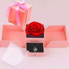 Love Pendant Necklace, Pink Soap Rose High-End Gift Box, Suitable For Giving To Girlfriend, Family, Yourself And Your Loved Ones. The Best Gift For Her, Exclusive To Your Love, Every Day Is A Memorable Day