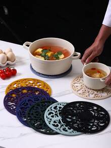 3pcs Traditional Silicone Heat Resistant Pads (20cm/7.87in, 16cm/6.3in) - Non-Slip Heat Resistant Kitchen Mats For Countertop And Tabletop - Kitchen Trivets For Hot Dishes And Cookware - Hot Pot Holders For Pots And Pans - View 6