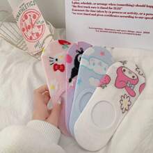 Sanrio 4Pairs Sanrio Melody Invisible Socks For Women No Show Socks, Summer Breathable Ankle Socks- Japanese Style Summer Socks With Non-Slip Grips | Breathable & Moisture-Wicking |