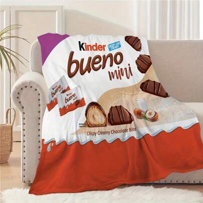 1 Comfortable Chocolate Candy Patterned Flannel Blanket, Machine Washable, Soft Flannel Comfortable Blanket, Lightweight Wool Blanket, Comfortable Air Conditioning Blanket, Home Decoration, Suitable For All Seasons, Friend Gift, Suitable For Sofa, Bed, Car, Office, Camping, Travel, Outdoor, Suitable For Giving To Family And Friends. The Perfect Gift For Son, Daughter, Grandmother, Grandfather, Father, Mother, Uncle, Aunt