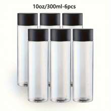 6 Packs 13.6 OZ (400 Ml) Clear PET Plastic Juice Bottles With Black Lids- Plastic Smoothie Bottles Ideal For Juice, Milk And Other Beverage,Empty Plastic Juice Bottles With Leak-Proof Caps Clear Water Bottle, For Outdoor, Camping
