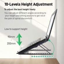 Height Adjustable Portable Laptop Stand -Extra Large Foldable Computer Stand For Desk - Ergonomic 10-Levels Angles Adjustable Computer Stand- Compatible With All Laptops And IPad (White)