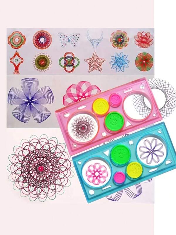 1 Set Multi-Functional Drawing Puzzle Spiral Geometry Ruler Drawing Tools, Art Supplies For School And Learning
