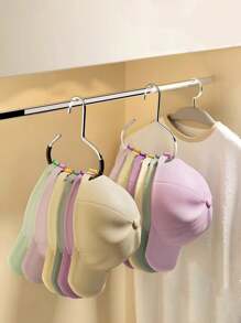 5pcs/Set Hat Holder Rack, Non-Slip Storage Holder Rack, Creative Round Ring Clothes Hanger Hook, Stainless Steel Wardrobe Hanging Hook For Hats, Suspenders, Ties, Scarves, Lingerie