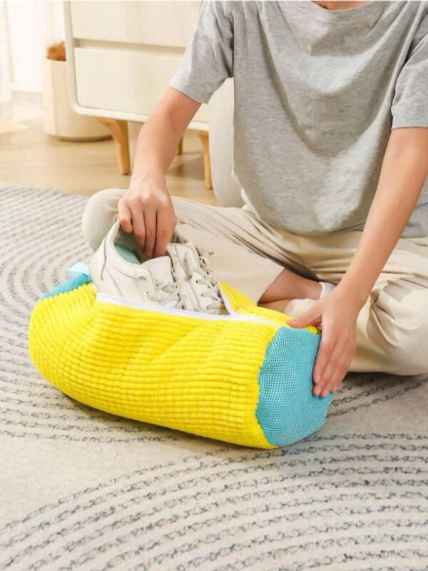 1pc 360° Durable Shoe Washing Machine Bag For All Shoe Types - Anti-Deformation, Machine Washable, Air-Drying, Protective Laundry Bag With Rich Fleece Inside, Perfect For Sneakers And Casual Shoes, Sneakers Washing Bag