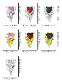 8 Stücke mehrfarbige Gothic Stil 3D Teufelsherz Strass Nail Art Dekorationen, mit Kupfer Zirkonia besetzt, Y2K Metallic Charm, DIY Salon Kunstbedarf, Nagelschmuck, Nagel-Accessoires, Fake Nagel Deko