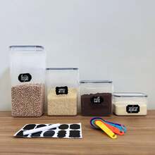 Kit 15 Airtight Food Jars Square Kitchen Storage Containers With Locking Lid Luvinco Organization - 無色 - 查看 4