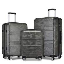 Hard Shell ABS Camouflage Luggage Set With Spinner Wheels, TSA Lock And Telescopic Handle – Lightweight Cabin, Carry On And Check-In Suitcases For Men, Women And Families, 3-Piece Set (20/24/28 Inch) - Camouflage Gray - View 2