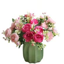 1 Stück künstliche Pfingstrose, gemischte Farben Stoff Blume, realistische Hochzeit Verlobung Tisch Wohnzimmer Schlafzimmer Heim Dekoration, geeignet für alle Jahreszeiten