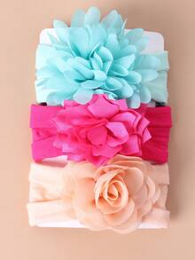 مجموعة شريط رأس زهري للأطفال الرضع 3 قطع، إكسسوارات شعر واسعة للفتيات الصغار