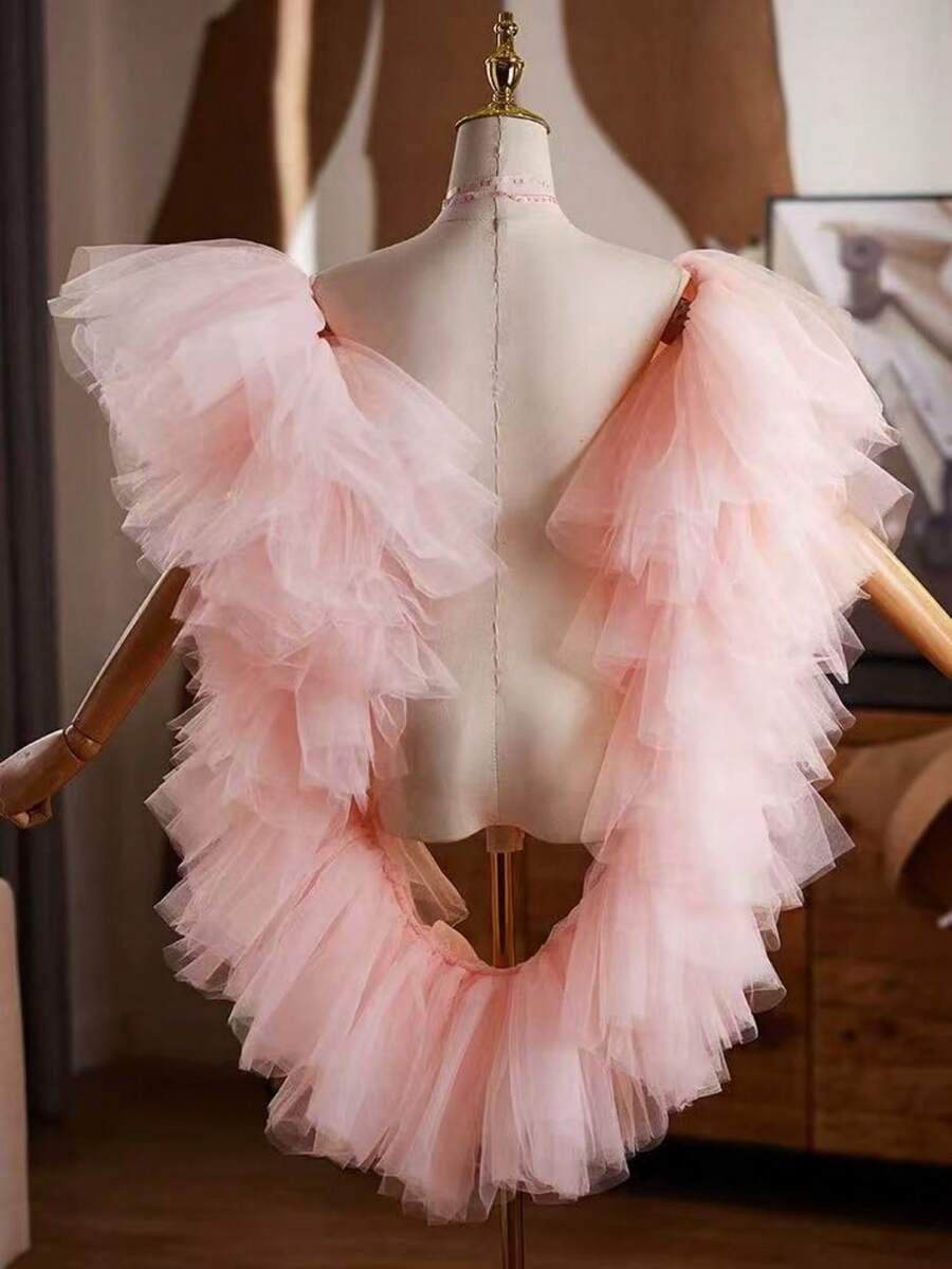 Șal transparent multicolor pentru mireasă, potrivit pentru gazdă, rochie de seară, spectacol, examen de artă, fotografie