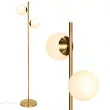 Brightech Sphere Mid-Century (Includes LED Light Bulbs) Tree Floor Lamp Antiqued Brass: Mid-Century Design, Dual Globe, Alexa Compatible - 1 - View 3