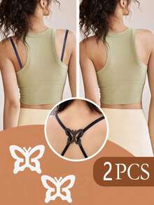 2pcs/4pcs_Set Butterfly Shaped Bra Strap Clip, Invisible Anti-Slip Bra Strap BuckleBody Care For Travel,Sport,Outdoor,Belt - Multicolor - View 6