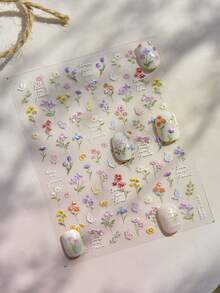 1pc 5D Relief Chinese Style Exquisite Flower Nail Art Stickers Self-Adhesive Paper For Nails DIY2025 Spring New Nail Stickers - Multicolor - View 6