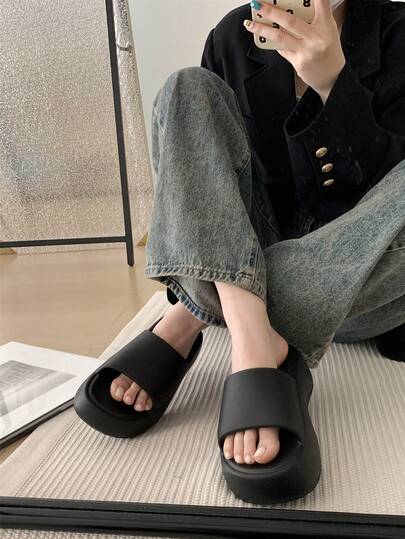 XIXITIAO 1 双 EVA 厚底塑料拖鞋，防滑软底云拖鞋，时尚多色简约厚底防滑休闲拖鞋，男女皆宜，适合所有季节居家、海滩、浴室使用