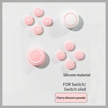 1 Set Soft Colorful Button Stickers + Joystick Cap Cover Set, Non-Slip, Compatible With Switch/Switch OLED Controller - Multicolor - View 3