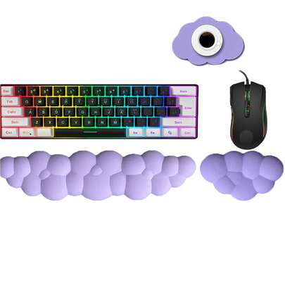 3pcs/Set Ergonomic Wrist Rest Pad And Mouse Pad, Memory Foam Wrist Support For Office Typing, Non-Slip Silicone Soft Computer Desk Mat For Men & Women