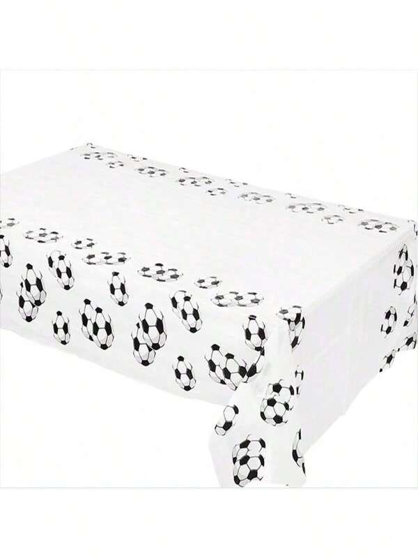 1 pieza Mantel de plástico con estampado de balón de fútbol en blanco y negro, impermeable y adecuado para fiestas de cumpleaños, reuniones familiares y decoración con temática de fútbol