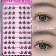 MIXIAOHE Camellia Flower Cluster False Eyelashes, DIY Non-Adhesive Natural Look Daily Use, 60pcs/Pack With Reusable Glue Strips, Suitable For Beginners & Length Lash Clusters, Eyelash Clusters, Individual Eyelashes, Lashes, Fake Lashes