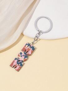 Mother's Day DIY Handmade New Key Chain, 1 Piece MOM Sunflower Leopard Print Heart Wooden Tag Key Chain Pendant, Creative Gift, English Letter Wooden Keychain, Holiday Gift, Handmade DIY, Suitable For Daily Use, Mother's Day Gift For Mom Car Accessories Bag Charm