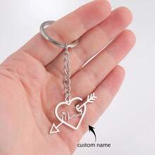 Personalized Name Love God Cupid Heart Personalized Keychain Customized Name Key Chain Ring Gift For Men Women Stainless Steel Jewelry - Multicolor - View 1
