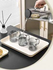 1 pieza Bandeja rectangular de plástico para café/té, bandeja de servir para uso en sala de estar, cocina, dormitorio, restaurante - Blanco - Ver 2