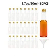Paquete de 25, Mini botellas de licor, 0.83oz 1.7oz 3.3oz Botellas pequeñas vacías de plástico con tapas de rosca, botellas para shots, envases para bebidas, botellas de vino reutilizables, botellas de espíritu vacías, botellas de jugo, botellas de alcohol, botellas de salsa para bodas, fiestas, suministros para fiestas de Navidad, accesorios portátiles de almacenamiento