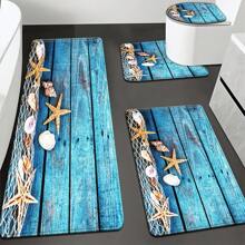 4pcs Multicolor Modern Art Series Rich Color Pattern Comfortable Bath Mat For Toilet, Bathroom, Bedroom