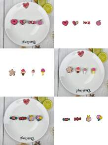 12pcs/Set Ice Cream & Candy Cartoon Pattern Decorative Accessories For Sandals/Slippers, DIY Combination, Suitable For Dessert Lovers, Birthday/Holiday Gifts