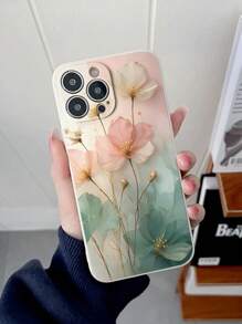 Estuche multipropósito con diseño floral de borde poroso pintado en beige, adecuado para Funda de teléfono IP/Protector de teléfono/Funda IP14/Funda IP15 PROMAX/Funda IP16/Funda IP11, compatible con IP11, IP12, IP13, IP16, IP15, IP16Plus, IP16ProMax, compatible con Samsung Galaxy S23, S24, S25, S24Plus, S25Plus