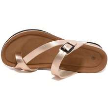 Crescent Strap Adjustable Buckle Flip Flops - Comfortable Summer Sandals With Thick Soles - Champagne - View 4