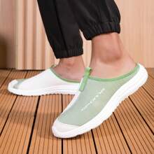 Zapatos deportivos casuales de slip-on para hombres, diseño de patchwork de colores, versátiles chinelas casuales para exterior, aptos para usar todo el año tanto en interiores como exteriores