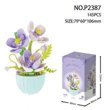 9种盆栽积木花束套装，ABS塑料积木玩具，微型积木创意DIY模型，母亲节礼物，圣诞节和万圣节礼物，永生花，卧室装饰，情人节礼物，感恩节礼物 - 彩色 - 查看 10
