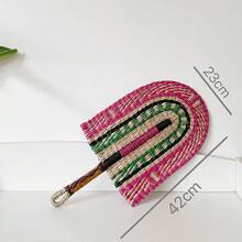 Handcrafted Seagrass Wall Fan With African Motifs - Artistic Home Decor Accent - Multicolor - View 10