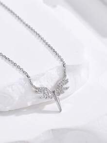 1pc Fashionable Angel Pendant Necklace For Women - Silver - View 2
