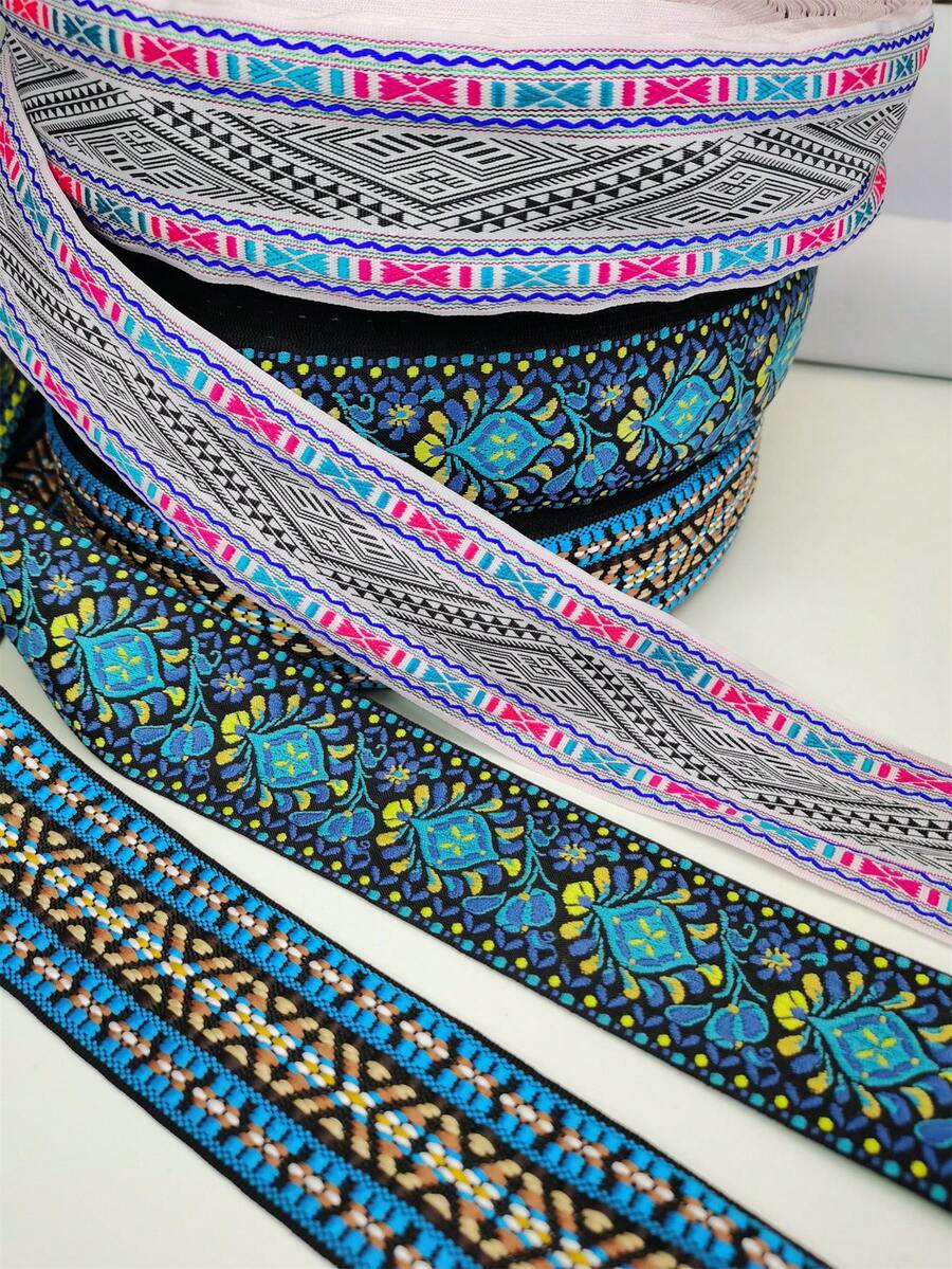 1m Length New Wide Jacquard Ribbon 5.0cm-5.5cm, Bohemian Style, Computer Jacquard Ribbon, Home Textile, Clothing, Decorative Trim, Harness, Handbag Accessories, DIY - Wide Jacquard Ribbon - View 1