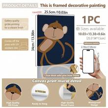 1pc Canvas Hanging Picture, Navy Blue, Nursery Wall Art Print, Digital Nursery Art, Jungle Animals Print, Nursery Artwork, Kids Room Wall Art, Animal Art Print - Kids Room Decor - Multicolor - View 20