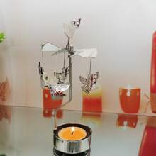 Home Decoration Festival Angel Metal Rotary Candle Holder Stainless Steel