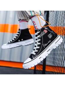 High-End Sports Canvas Shoes For Men - 黑色 - 查看 1