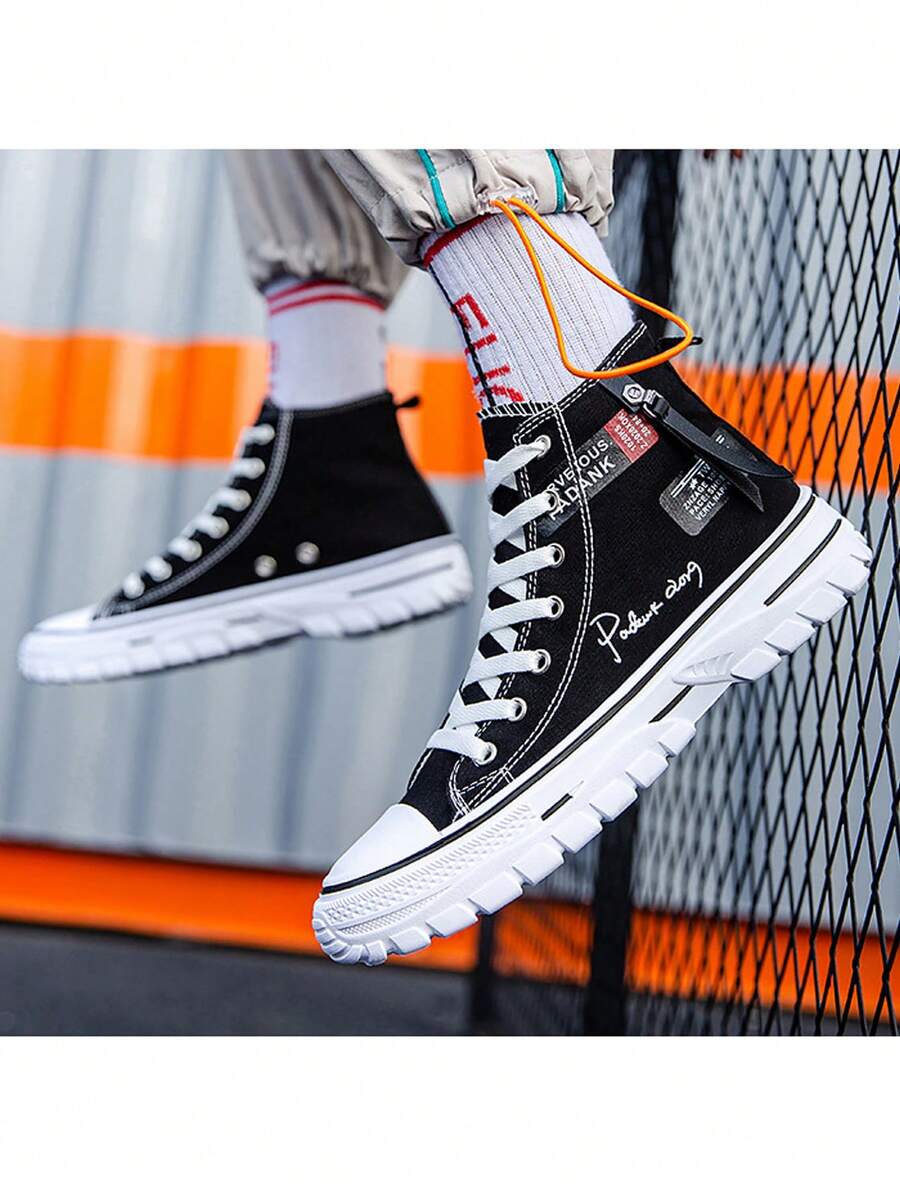 High-End Sports Canvas Shoes For Men - 黑色 - 查看 1