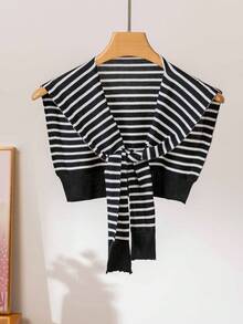 Áo khoác len cardigan kẻ sọc cho nữ, dáng rộng, hoàn hảo cho phòng máy lạnh, che vai khi mặc váy - Nhiều màu - Xem 2