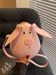 Women Cute Cartoon Pig Shoulder Bag, Fashion Personalized Daily Crossbody Messenger Bag Suitable For Casual, Shopping, Dating, Party