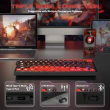 Trigger Wireless Gaming Keyboard,Hall Effect Magnetic Switches,Adjustable Actuation,0.1ms Ultra-Low Latency, 8KHz Polling Rate,3-Mode RGB,PBT Keycaps For Win