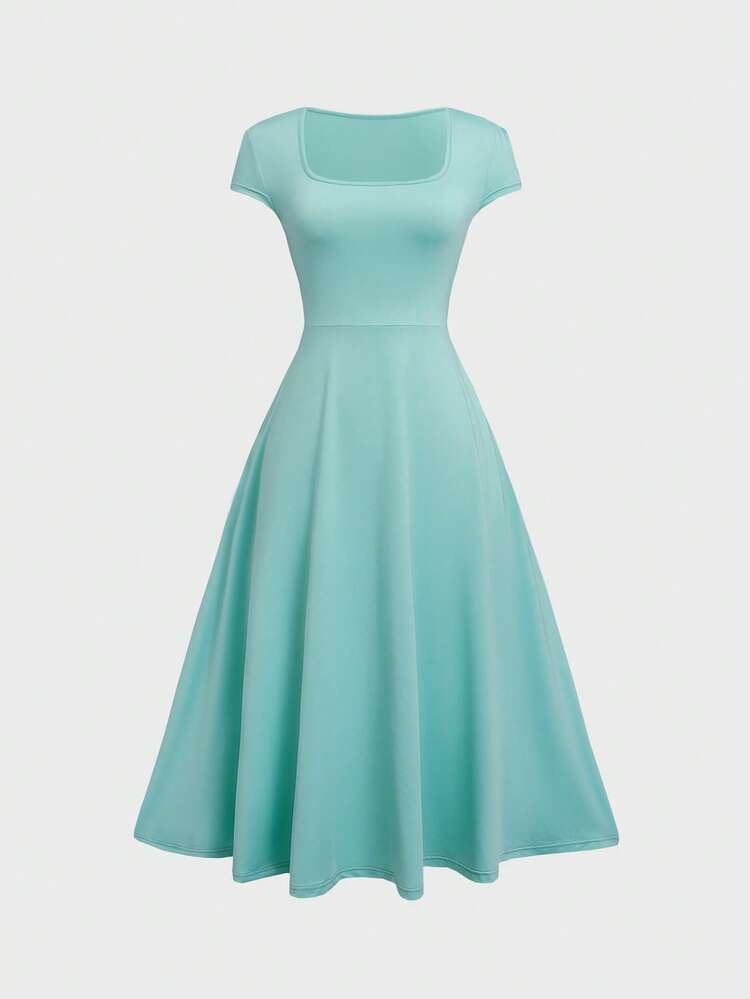 Glamful Elegant Commute Casual Basic Elegant Solid Color Knit Fabric  Drawstring Summer Dress | SHEIN EUR