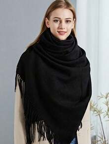 cachecolXadrezCasualPoliéstercachecol lençosinverno - Preto - Visão 2